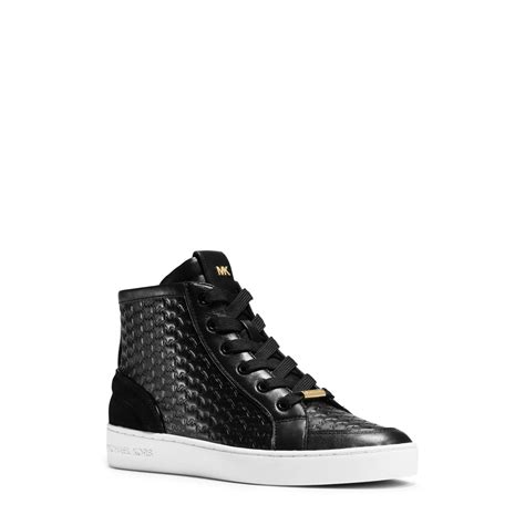 michael kors high top sneakers black|Michael Kors denim sneakers.